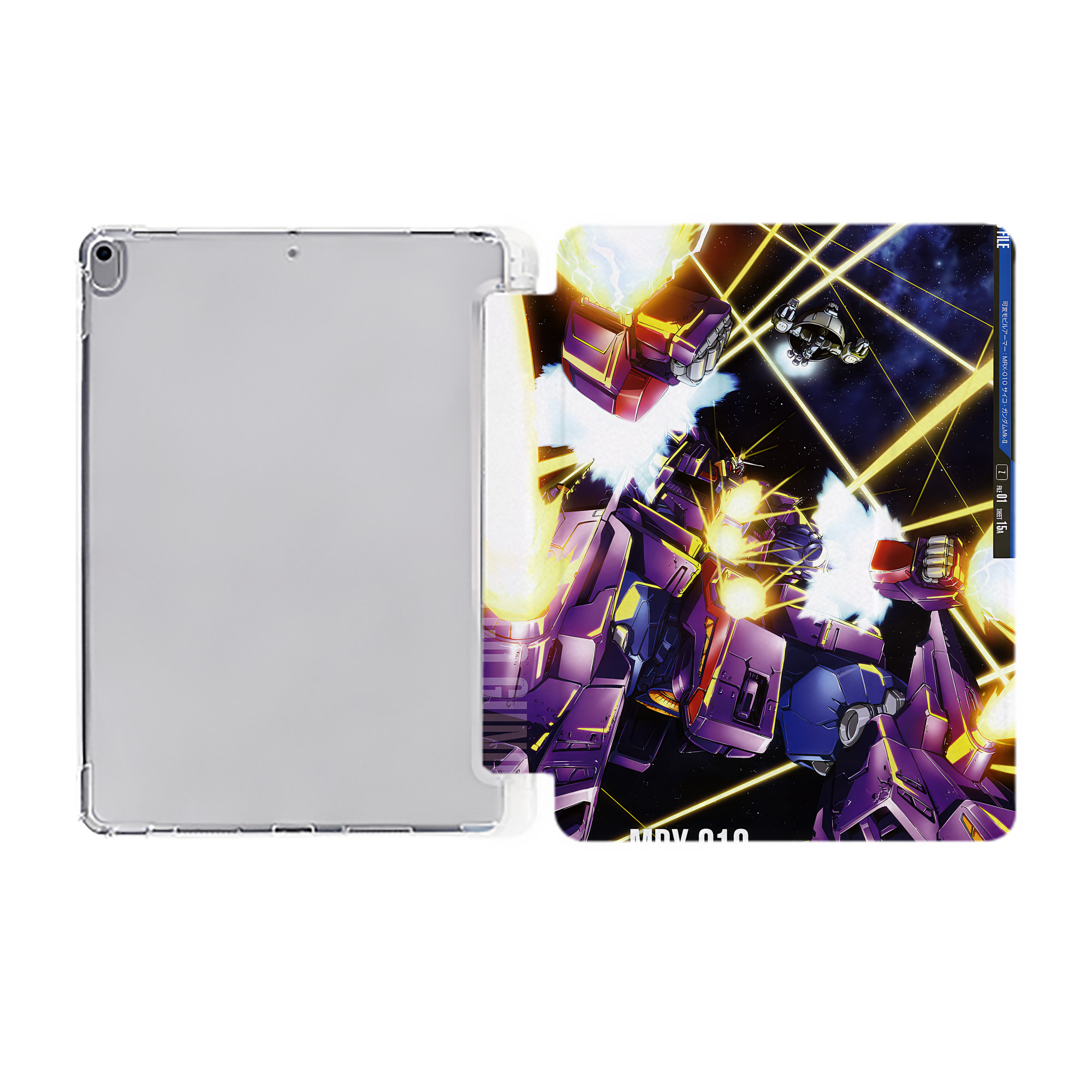 （画像用） 機動戦士ガンダム Mobile Suit Gundam IPad ケース ペン収納付き 三つ折りスタンド PUレザー×シリコン 対応機種9.5/10.5/10.9インチ
